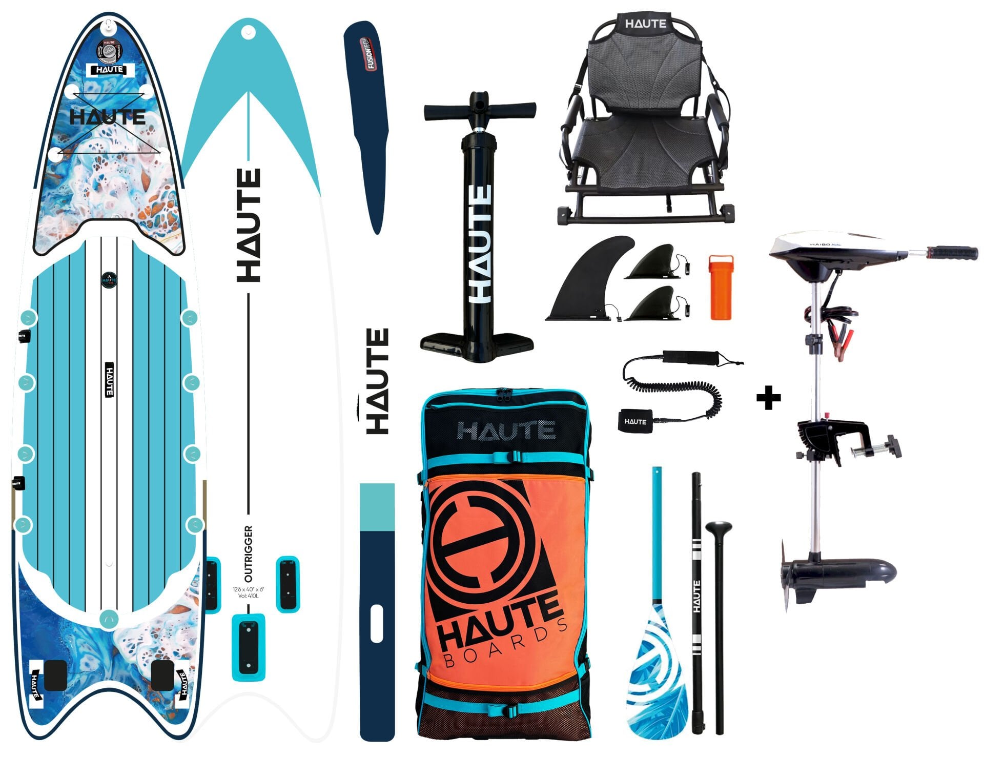 Haute Boards 12'6 Outrigger I Şişme Balıkçı Sup + Elektrikli Motor Full Set